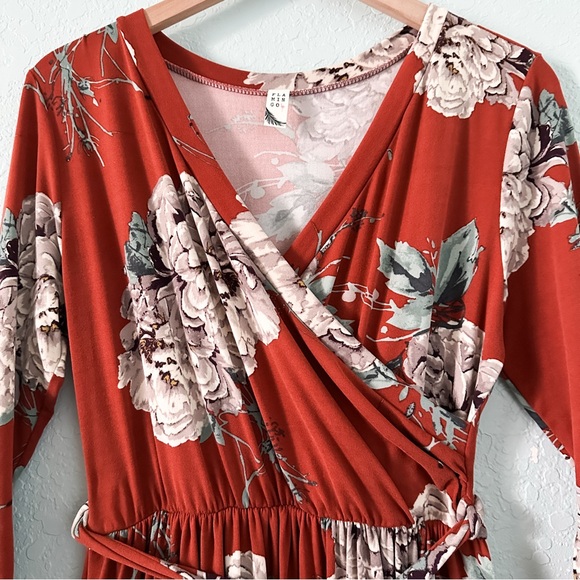 NWOT•Flamingo•Floral Maxi Dress•3/4 Sleeves•Pockets•Size Large - Picture 4 of 11